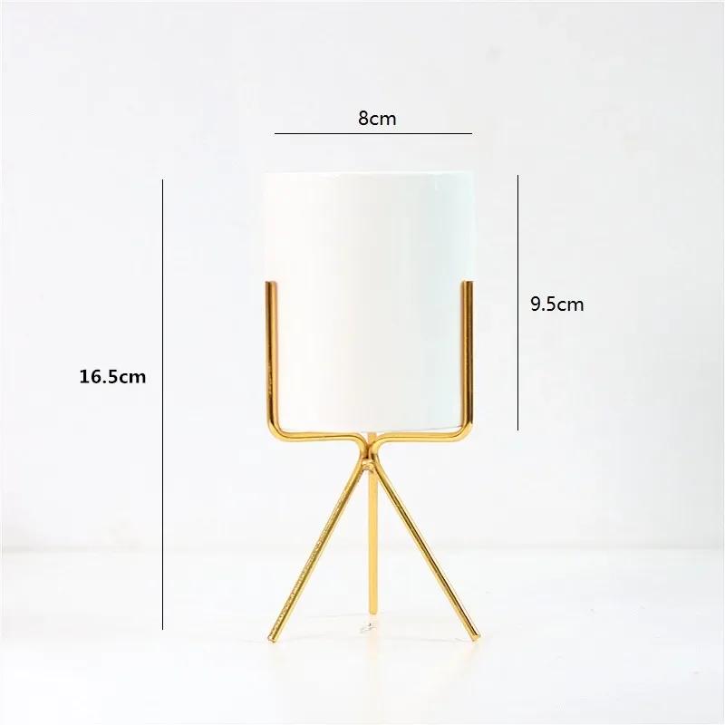 Скандинавская керамическая железная художественная мраморная ваза с узором розовое золото зеленый настольный цветочный горшок для домашнего офиса вазы декоративный суккулентный цветочный горшок