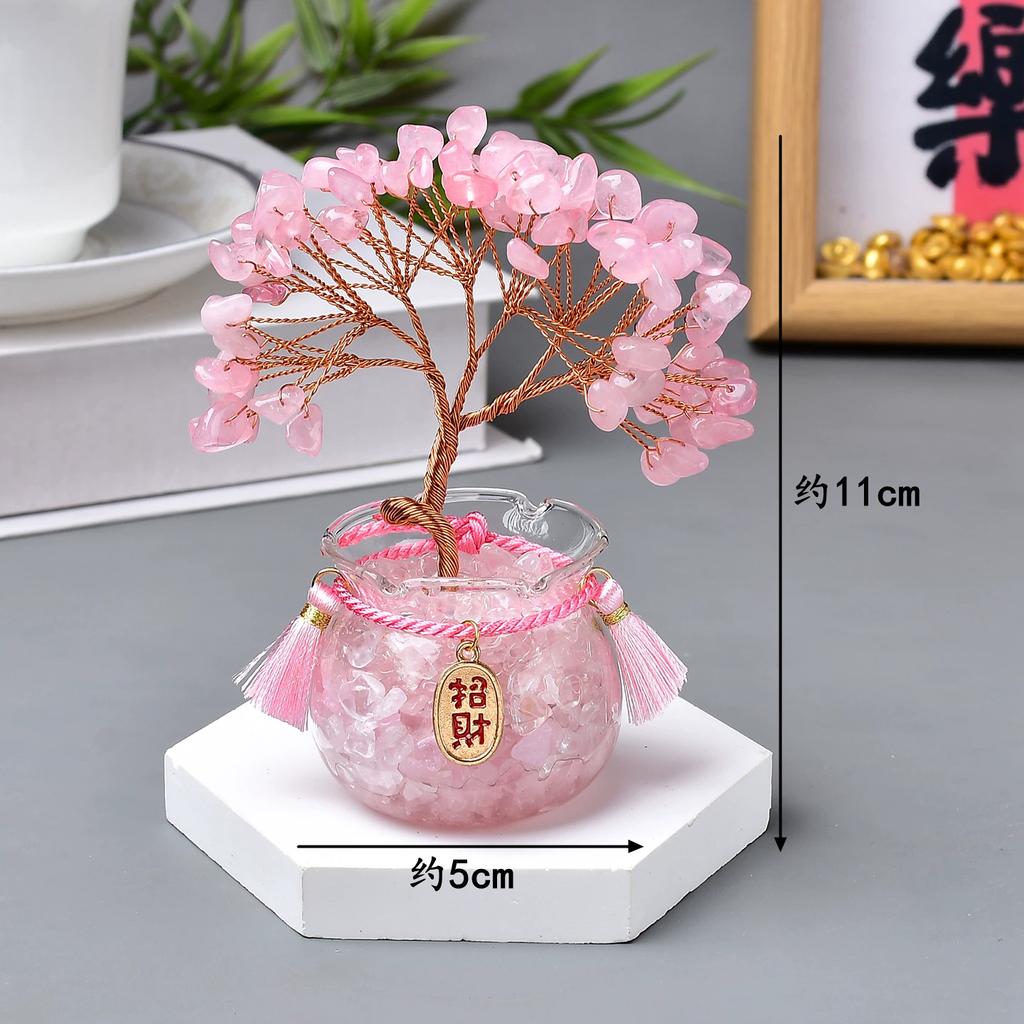 Natural crystal shake money fortune tree fish tank ornament office ornament lucky small ornament creative transshipment gift