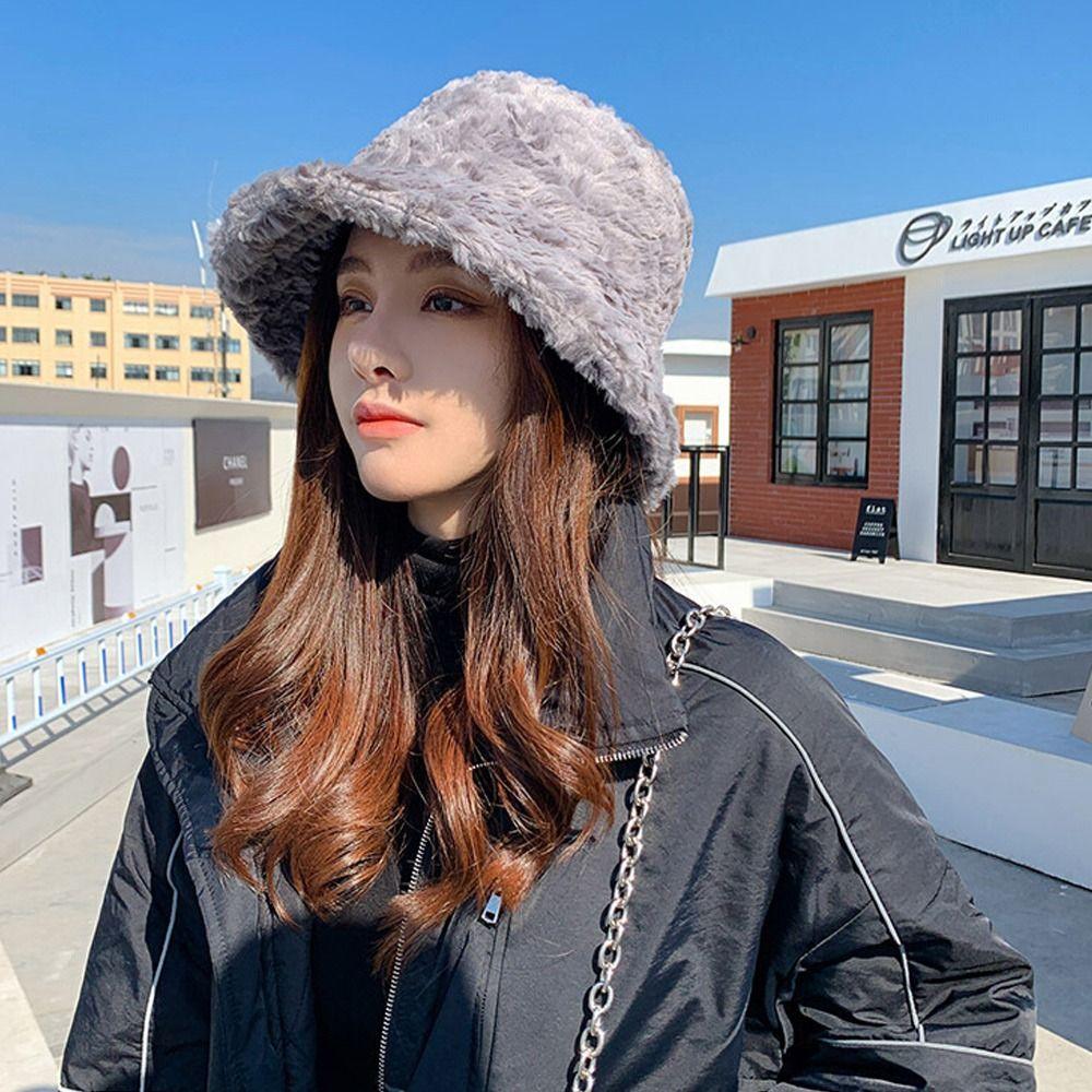 Зимняя повседневная мягкая кепка от солнца из искусственного меха, шляпа рыбака, шляпа-ведро, панама