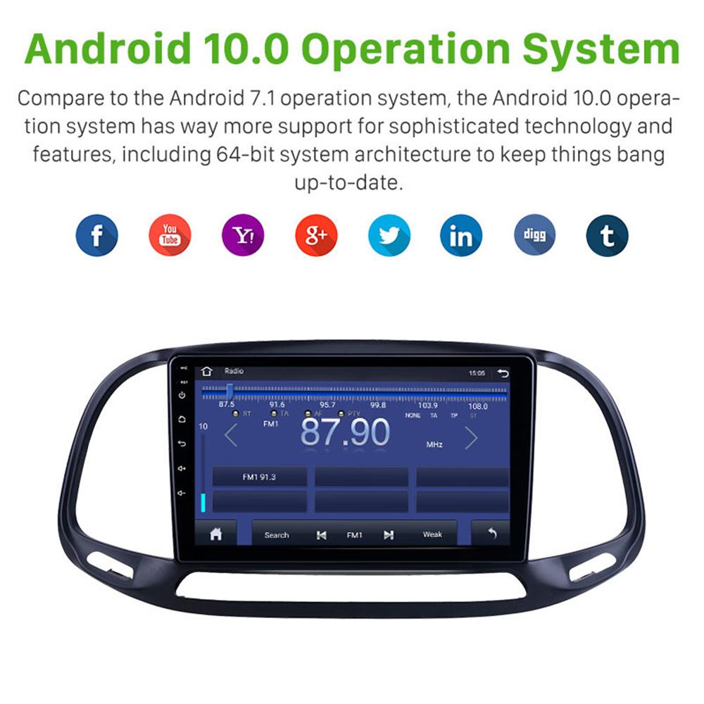 9" Android 10.0 1+16GB Радио Стерео GPS Навигация Для Fiat Doblo 2015-2019 2.5Дюймовый Экран