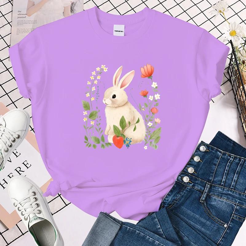 (Premium T-shirt)New Fashion Rabbit Print Graphic T Shirt Fashion Casual Short Sleeve Shirt Tee