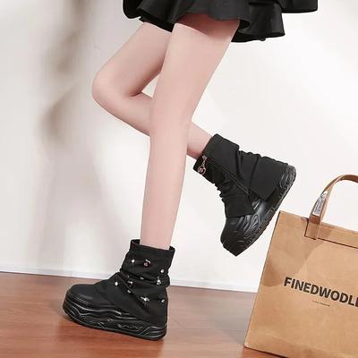 Модные ботильоны на танкетке для женщин, осенне-зимние туфли на платформе с боковой молнией для женщин, удобные короткие современные ботинки для женщин