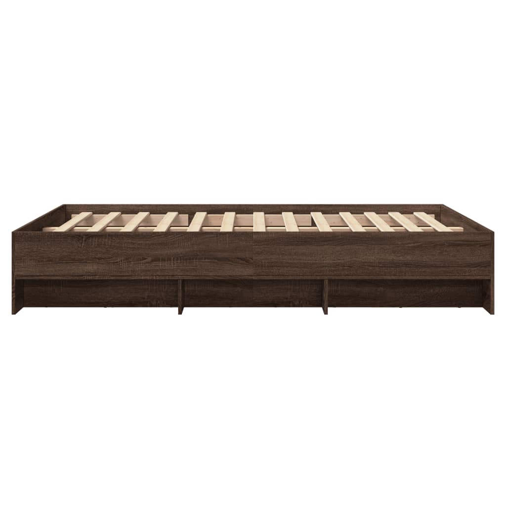 Bed Frame Brown Oak Look 135 x 190 cm Engineered Wood