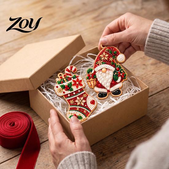 Faux Pearl Painting Craft Supplies 10 Pcs Diamond Art Christmas Ornaments, DIY Beads Decorative Hanging Ornaments for Tree with Jute Twine,