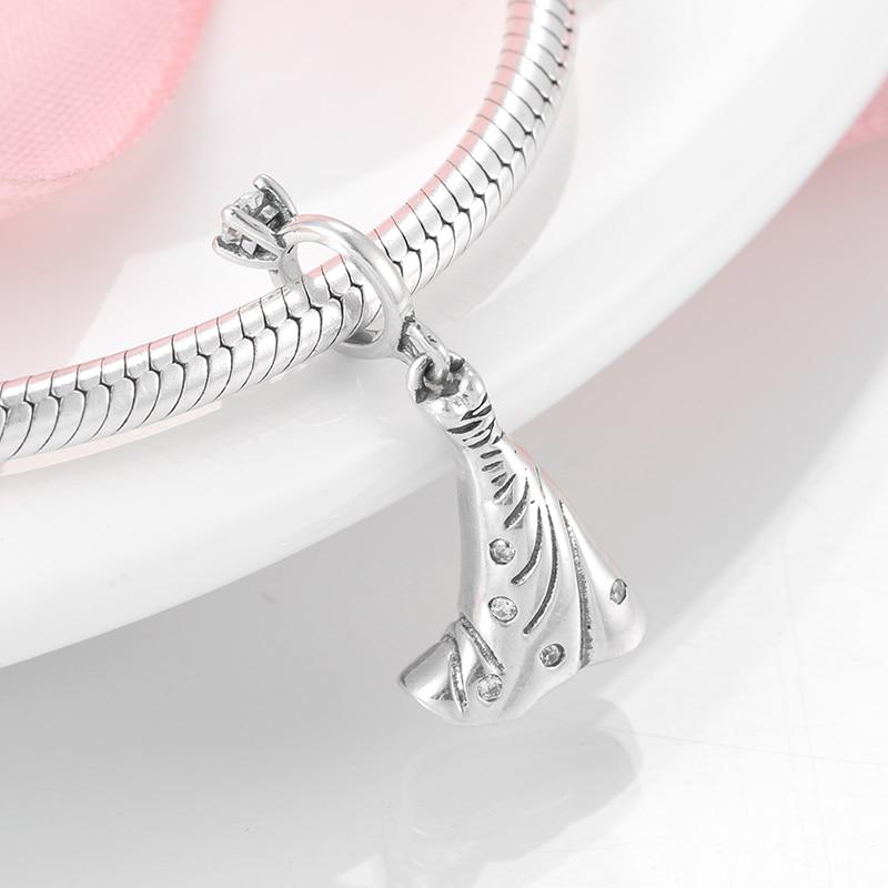 925 Sterling Silver Heart Shape Charm Pendant Beads 925 Sterling Silver Couple Fit Original Jiuhao Charm Bracelet Jewelry