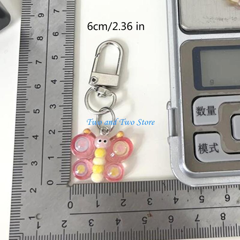 HX6F Smiling Butterfly Keychain Resin Bag Charm for Teens Friend Gifts