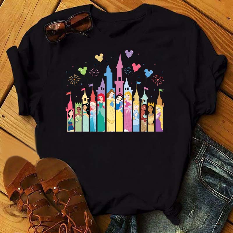 Забавные летние женские футболки с принтом диснеевских злодеев, с круглым вырезом, одежда Y2k, мультяшные графические футболки, женские топы и футболки 90-х