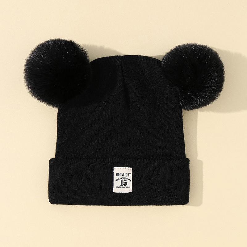 Милая зимняя шапка, однотонная шерстяная вязаная шапка Bebe, шапка для новорожденных с помпоном для детей, теплая шапка для мальчиков и девочек