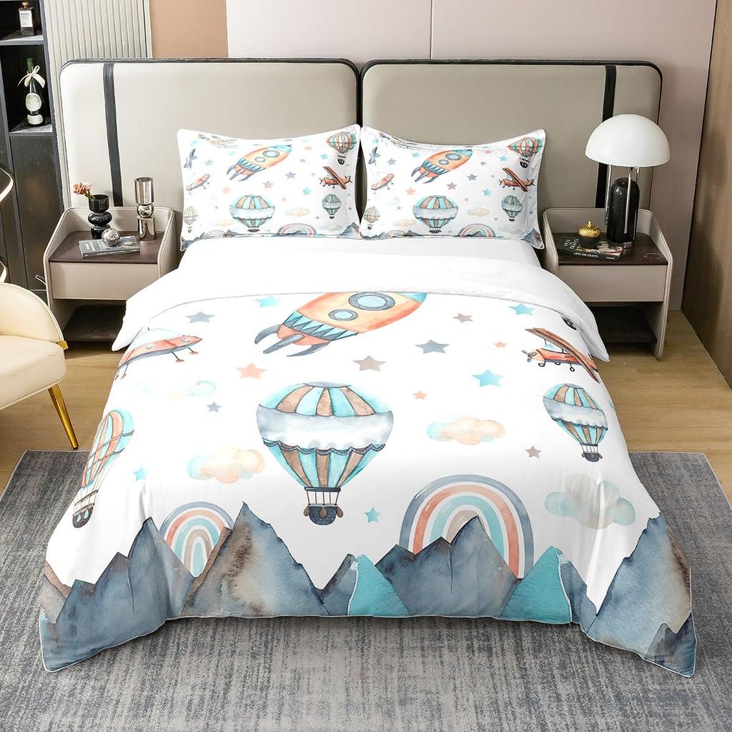 Комплекты пододеяльников для самолетов размера Queen King, комплект постельного белья с рисунком самолета для детей, мальчиков, девочек, авиационная тематика, пододеяльник