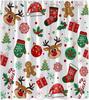 Christmas Shower Curtain Cute Reindeer Cookies Snowflake Red Green Xmas Balls Pine Tree Candy Holly Berry Winter Holiday Happy