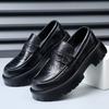 Platform Summer Leather Men Formal Shoes Luxury Brand 2024 Men's Loafers Dress Moccasins Breathable Slip On Black Driving Shoes