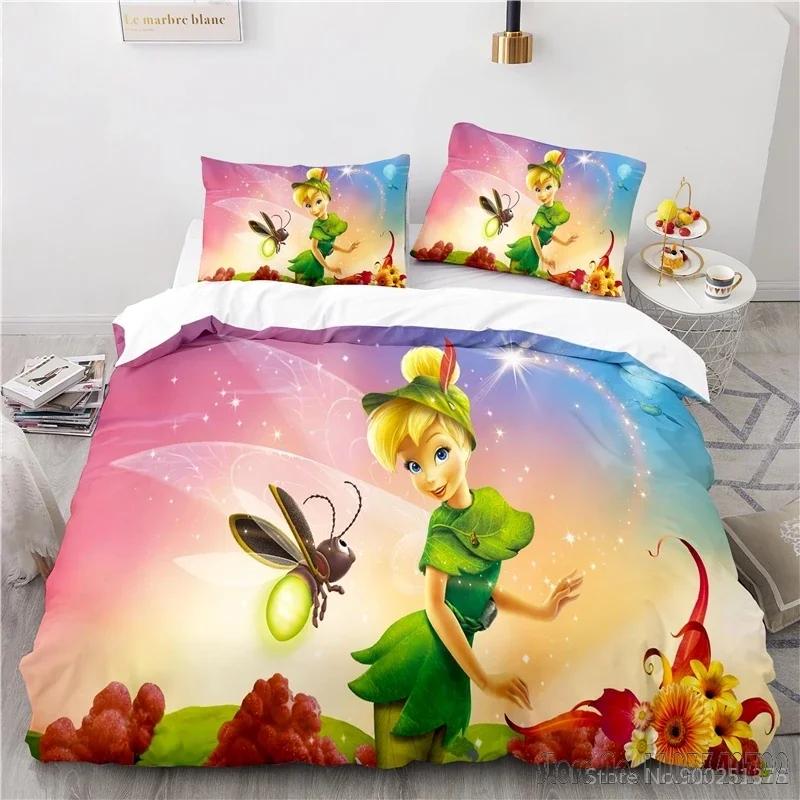 Tinker Bell Fairies 3D Print Duvet Cover Set HD Comforter Cover Bedclothes for Kids Bedding Sets Bedroom Decor