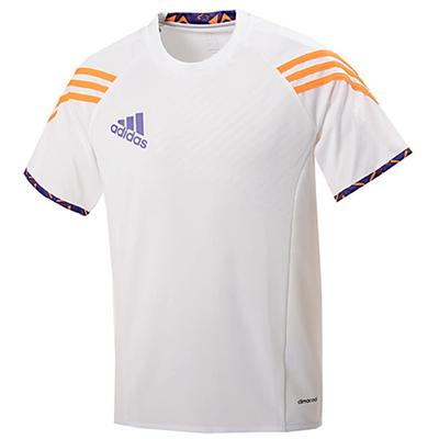 Adidas к японскому размеру Мужская футболка для футбола/футзала, AJ267, Белый/Взрывной фиолетовый, F13/Ярко-зеленый, Япония, J/O- (эквивалент XL)