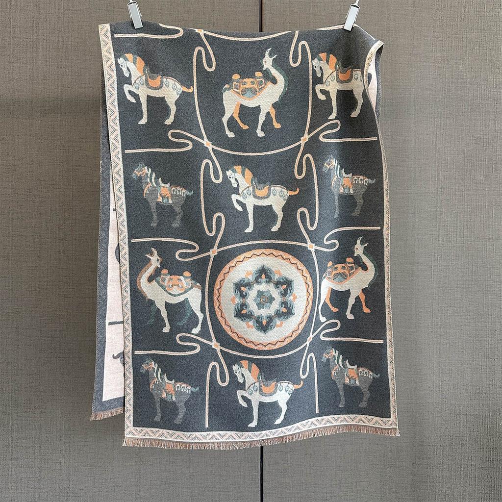 Женский роскошный дизайнерский шаль-накидка, новый высококачественный жаккардовый шарф с животным принтом, для защиты шеи, кашемировый, толстый, теплый шарф, эшарп