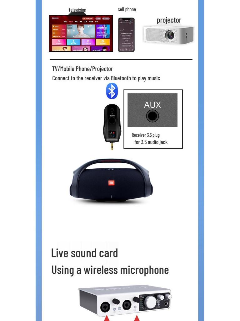 Универсальный беспроводной Bluetooth-микрофон с перезаряжаемым аккумулятором и профессиональной реверберацией для пения и живых сценических выступлений