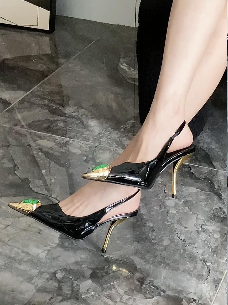 Тополь Шулин тот же бордовый сексуальный драгоценный камень подиум высокие каблуки женские слово со стразами золотой каблук остроконечные босоножки женщины