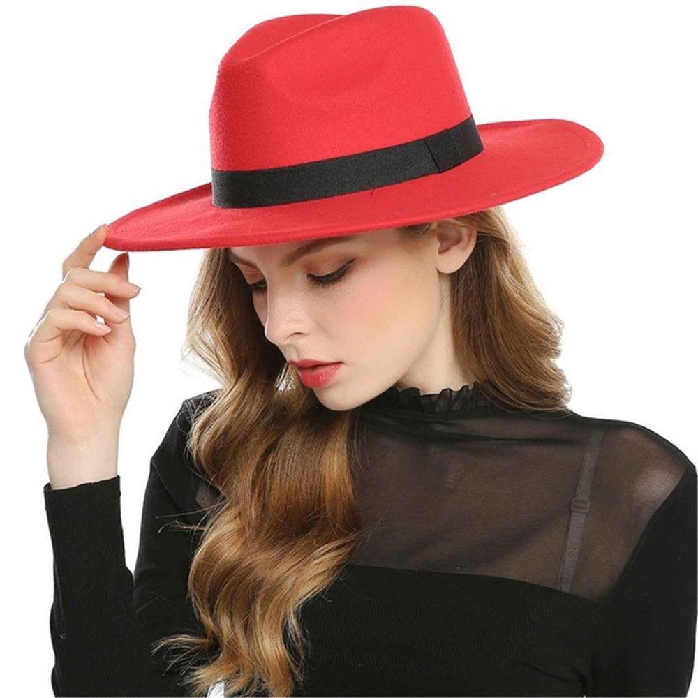 Winter Autumn Vintage Stage Performance Wide Brim Woolen Cowboy Hat Panama Fedora Hat Jazz Cap