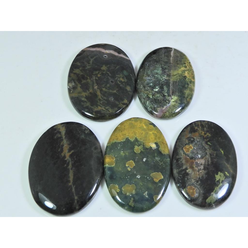 214Cts. Натуральный Океанический Яшма Овальной Формы Кабошон Свободный Драгоценный Камень 05 шт. Лот C-311