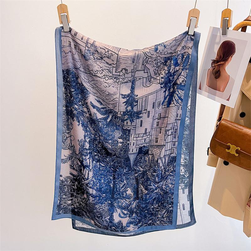 Luxury Double Side Print Designer Women Scarf Cotton Linen Feeling Female Shawl Winter Warm Outdoor Pashmina Shawl Hijab
