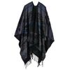 Geometric Rhombus Tassel Lengthened and Thickened Imitation Cashmere Autumn and Winter Travel Split Shawl Cape