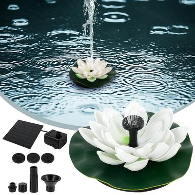 Солнечный фонтанный насос Lotus Floating Water Feature Bird Bath Pond Солнечный насос с 4 насадками для садового украшения на открытом воздухе 1.4W/7V
