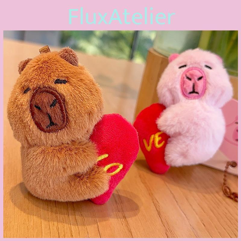 Capybara Loveable Plush Keychain Cute Cartoon Heart Key Tag Magnetic Closure Kid