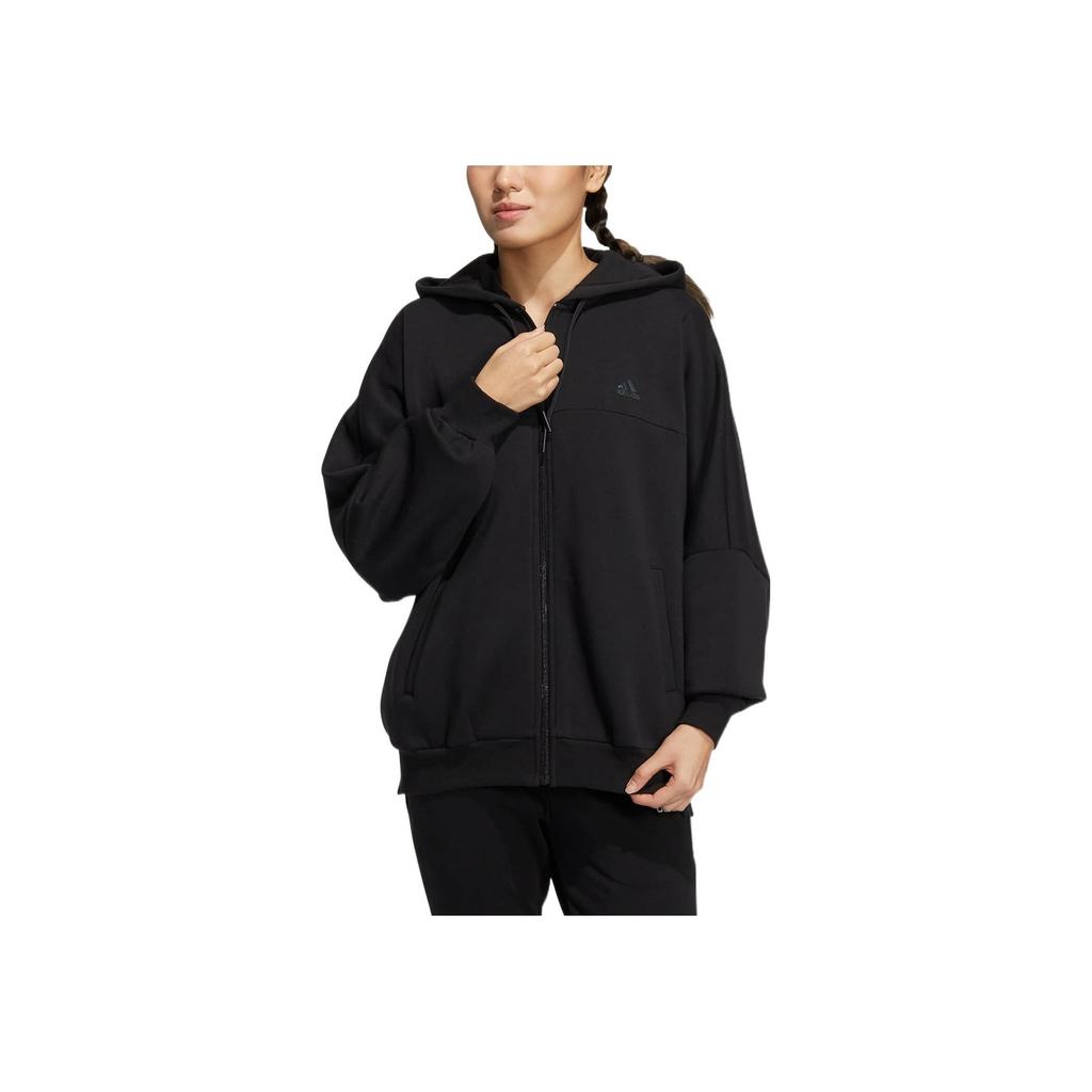 Adidas Сплошной цвет с вышитым логотипом, спортивная куртка с длинным рукавом, женские куртки, черный HM2814