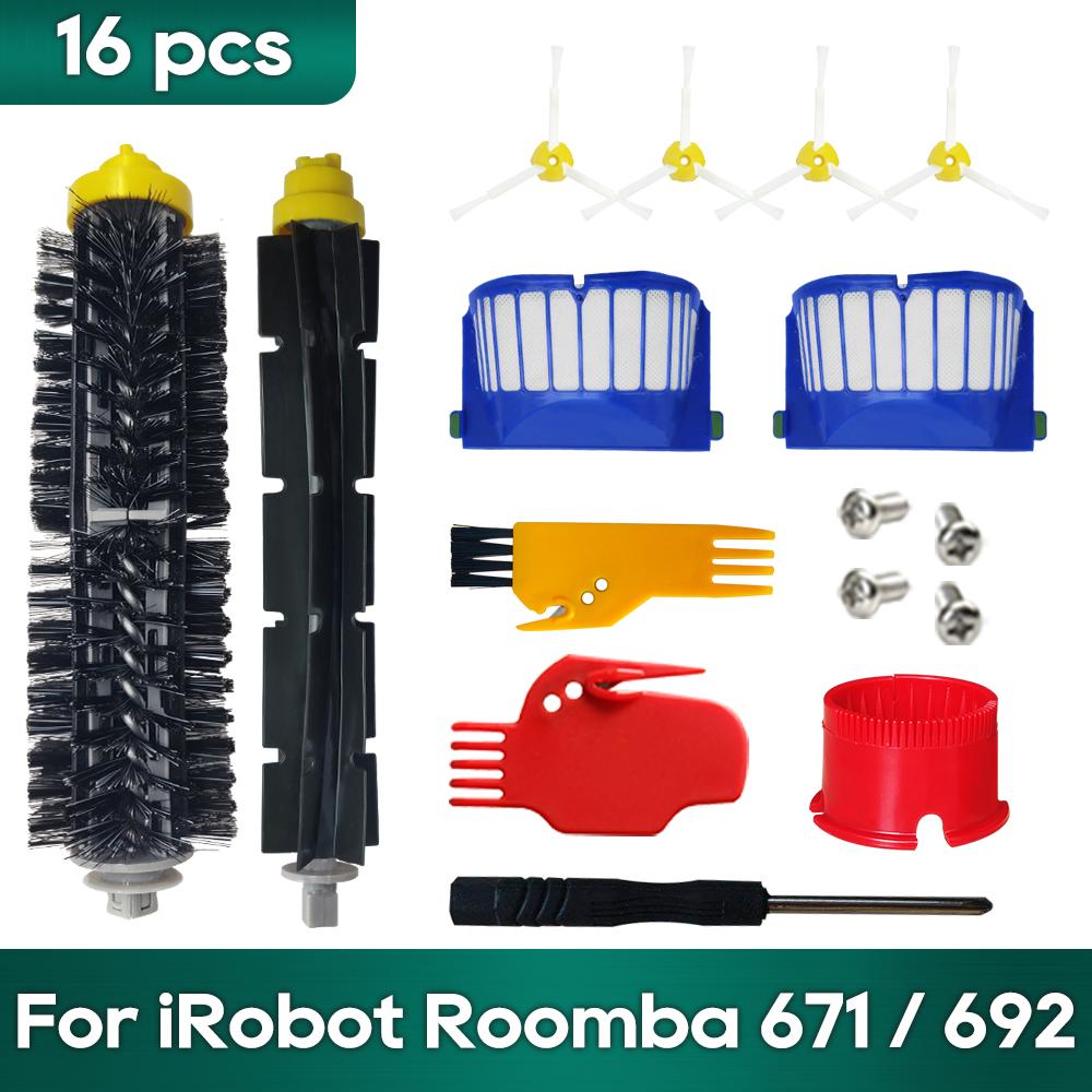 Совместимо для iRobot Roomba 692/671/660/651/650/630/620/614 Набор запчастей для аксессуаров Робот-пылесос Основная Боковая щетка Hepa-фильтр