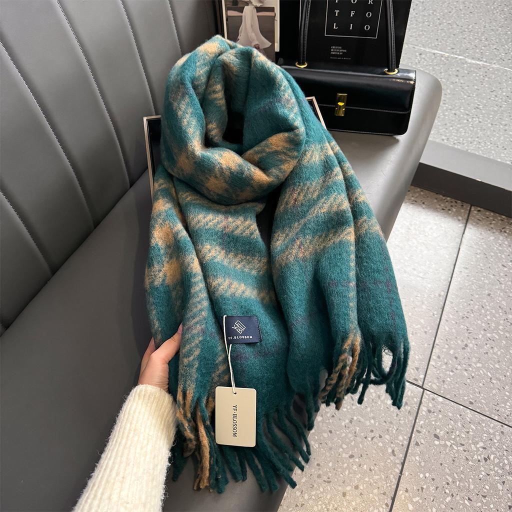 Женская утолщенная теплая шаль осень-зима клетчатая шейная шаль для мужчин и женщин шарф роскошная одежда женский кашемировый дизайнерский шарф Bufandas