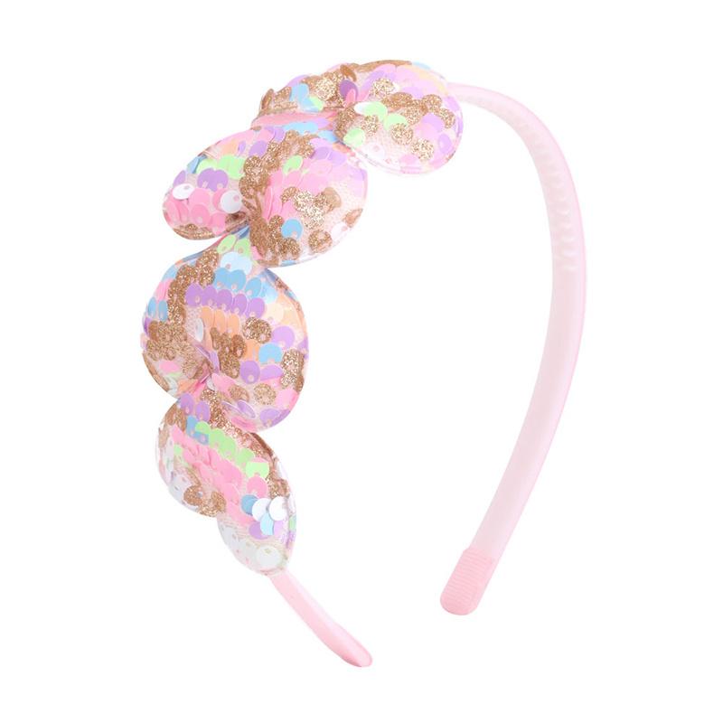 Little Girl Heart Headband with Sequin Bow Colorful Candy Heart Hair Bands for Youngsters, Valentine'S Day Party Accessory, Cute Polyester Hairband fo