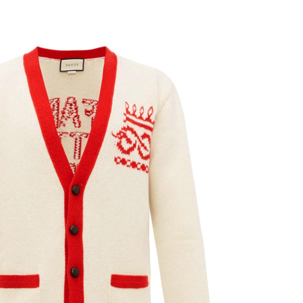 Gucci Свитеры Мужские Белый V-образный вырез Умеренный Другое 577705-XKAVG-9133