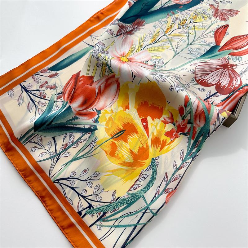 70 * 70cm New Silk Small Square Scarf For Women'S Neck Protection Professional Scarf Versatile Hair Tie Headscarf Scarf