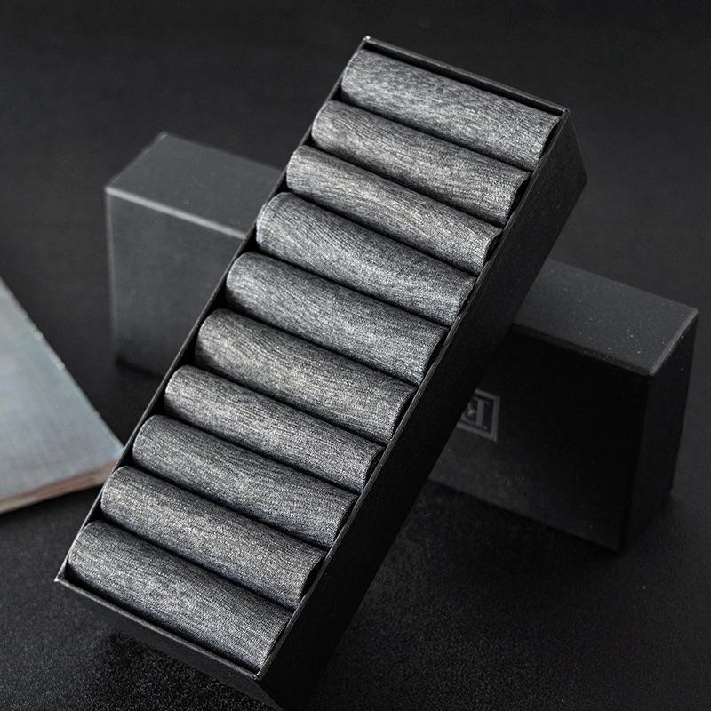 Men's Summer Ice Silk Thin Breathable Deodorant Mid-Tube Black Business Socks