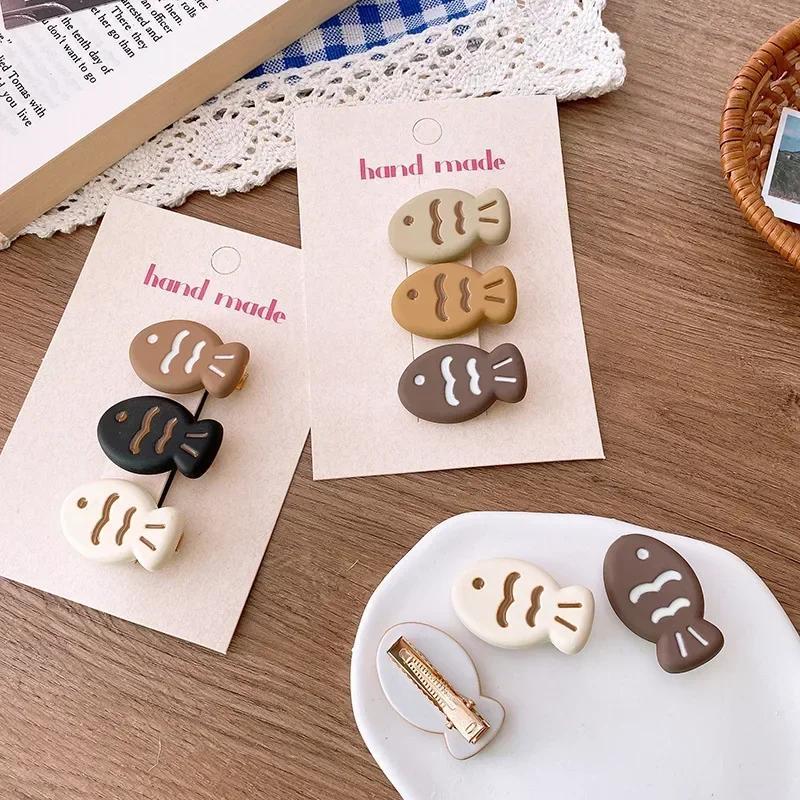 3 шт. милые мультяшные маленькие рыбки-заколки для волос в корейском стиле милые девушки 2000 года красочные мини-заколки для волос аксессуары для волос