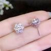 BELLA BOX Chic Flower-shaped Women Stud Earrings Full White Cubic Zirconia Dazzling Accessories Simple Style Female Earring Jewelry