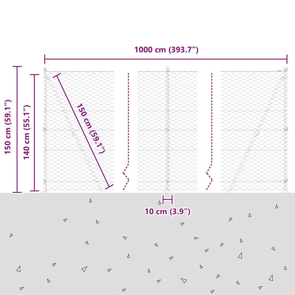 Welded Wire Fence with Concrete Foundation 10 x 1.4 m (W x H)