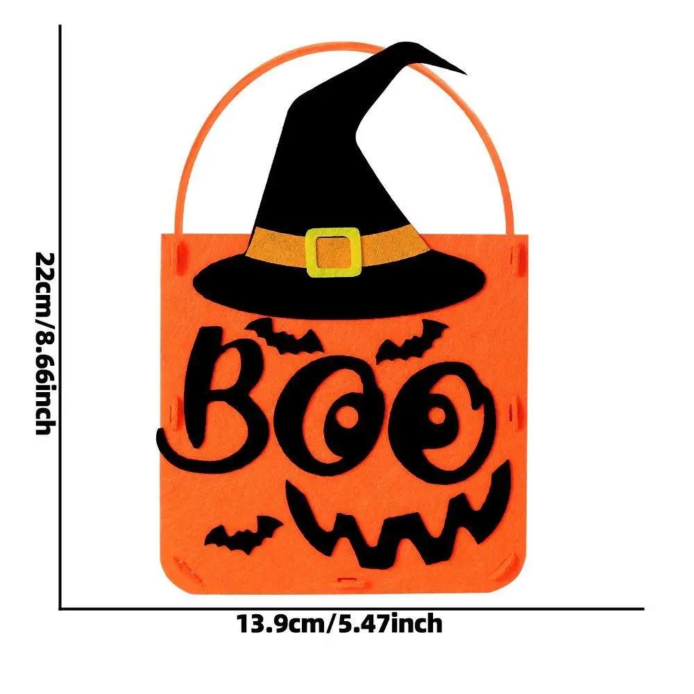 Felt Material Halloween Trick-or-Treat Bag Non-woven Tote Handheld Size Halloween Gift Bag Stereo Design Classic Elements