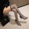 Long Boots Bling Crystal Thigh High Boots Women Sexy Pointed Toe Stiletto Heels Over The Knee Sock Shoes Rhinestone Thigh Boots