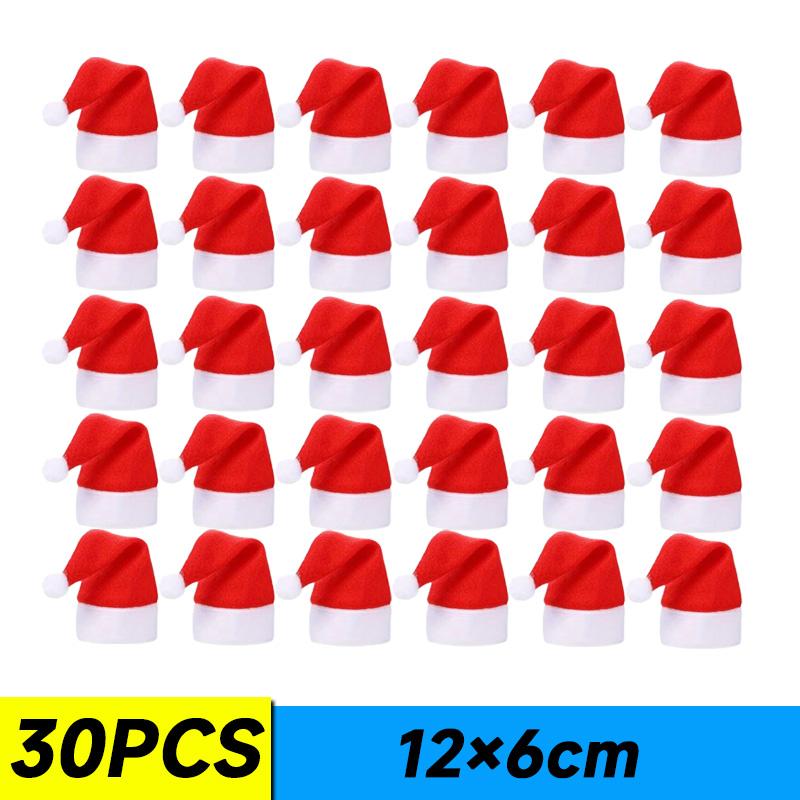 100 шт. рождественских шляп для украшения посуды, рождественская шляпа для семейной вечеринки, маленькая рождественская шляпа, держатель для вилки и ножа, сумка для новогодних подарков