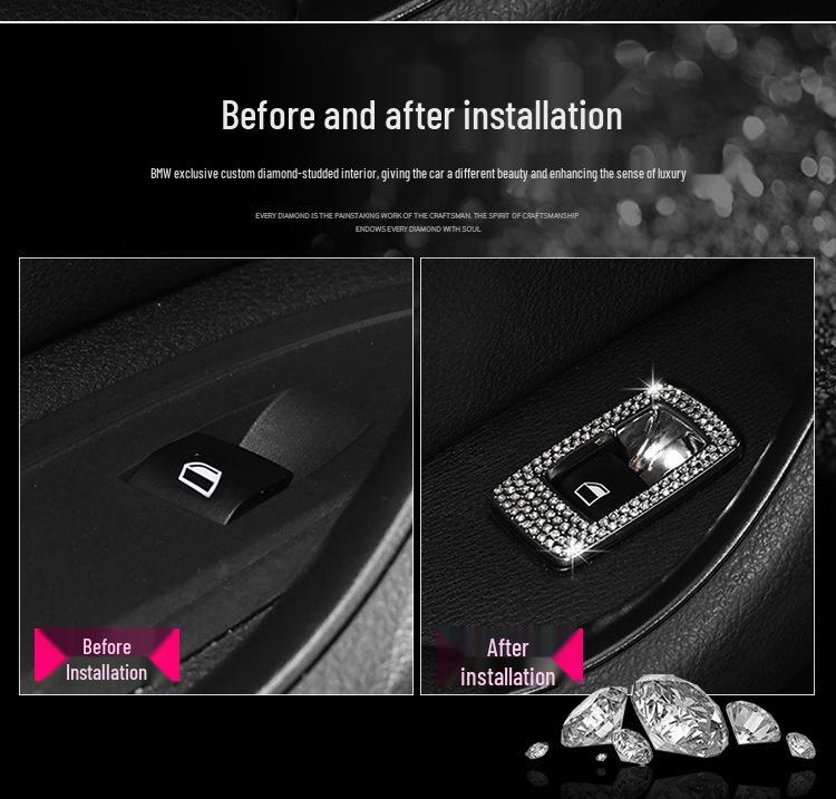 Наклейки с декоративной инкрустацией бриллиантами для модификации интерьера BMW для 16-20 X1 Стеклоподъемники (Передний задний)