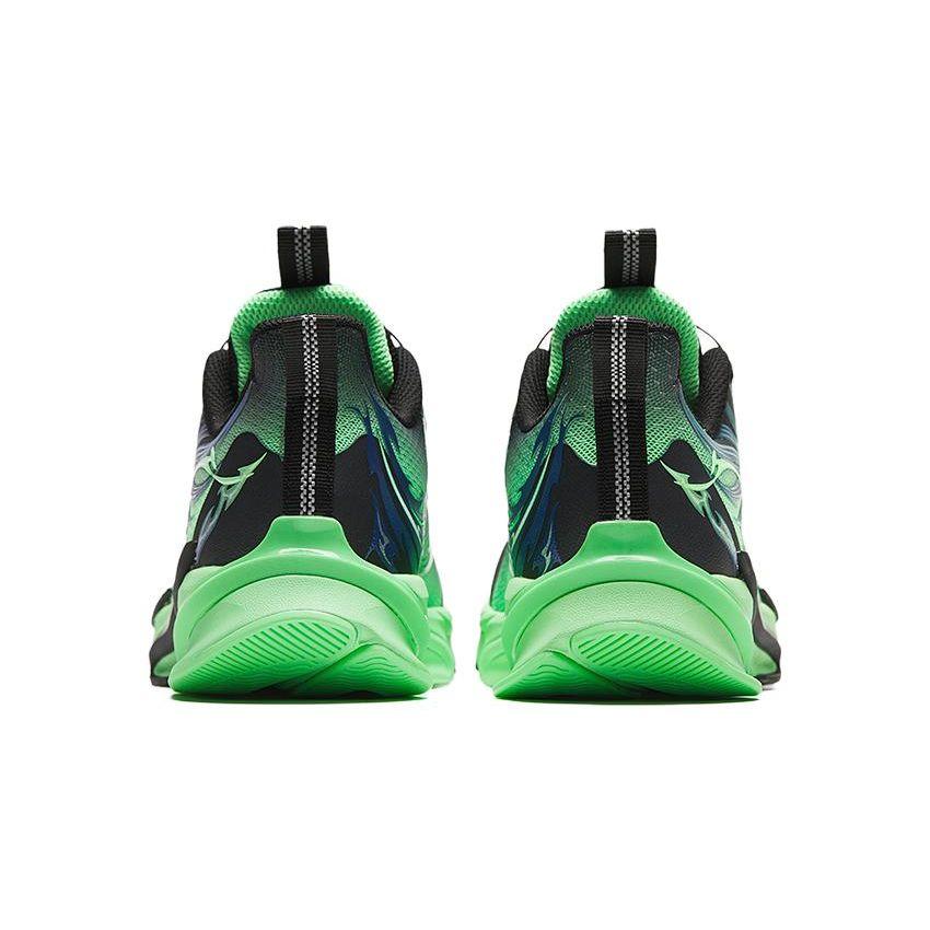 Anta Childrens Red Flame Non-Slip Anti-Kick Shock Absorbing Wear-Resistant Low-Top Childrens Running Shoes Kids Sneaker Black Green 312415511-4