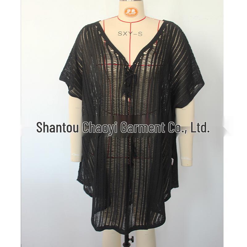 Summer Lace-Up Knit Beach Cover-Up