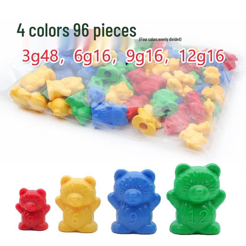 Маленький медвежонок Монтессори математическая игрушка: Радужный сортер и счетный материал