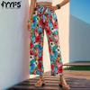 YYFS Женские модные повседневные летние весенние однотонные брюки с высокой талией и принтом, брюки и капри