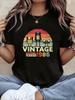 1986 Born Retro 80S-90S Digital Nostalgic Style Pattern Print Women'S Round Neck Spring-Summer Short