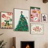 Рождественская елка Девочка Санта Клаус Машина Подарок Вечеринка Настенное искусство Холст Живопись Скандинавские постеры Принты Картина для гостиной Домашний декор