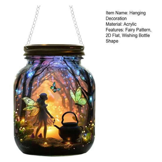 Юшэн Фея Подвесное Украшение 2D Плоская Фея Лес Акриловая Подвеска Форма Бутылки для Желаний Украшение для Внутреннего Наружного Окна Двери