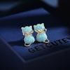 Korean Fashion Sweet Cute Cat Stud Earrings for Women Design Statement Animal Ear Studs 925 Silver Needle Luxury Jewelry