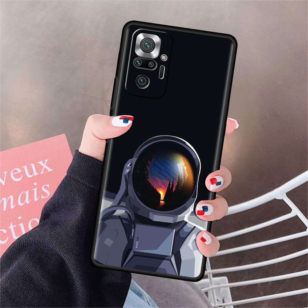 Чехол для Xiaomi Redmi Note 10 9 11 Pro, мягкий чехол для телефона 10S 9S K40 8 9A 9C 9T 7 10C 8T, силиконовый чехол, крутая Капа с одиноким астронавтом