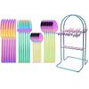 24pcs Rainbow Silverware Set with Holder 304 Stainless Steel Flatware Knife Fork Spoon Tableware Party Kitchen Cutlery Set with Storage Rack